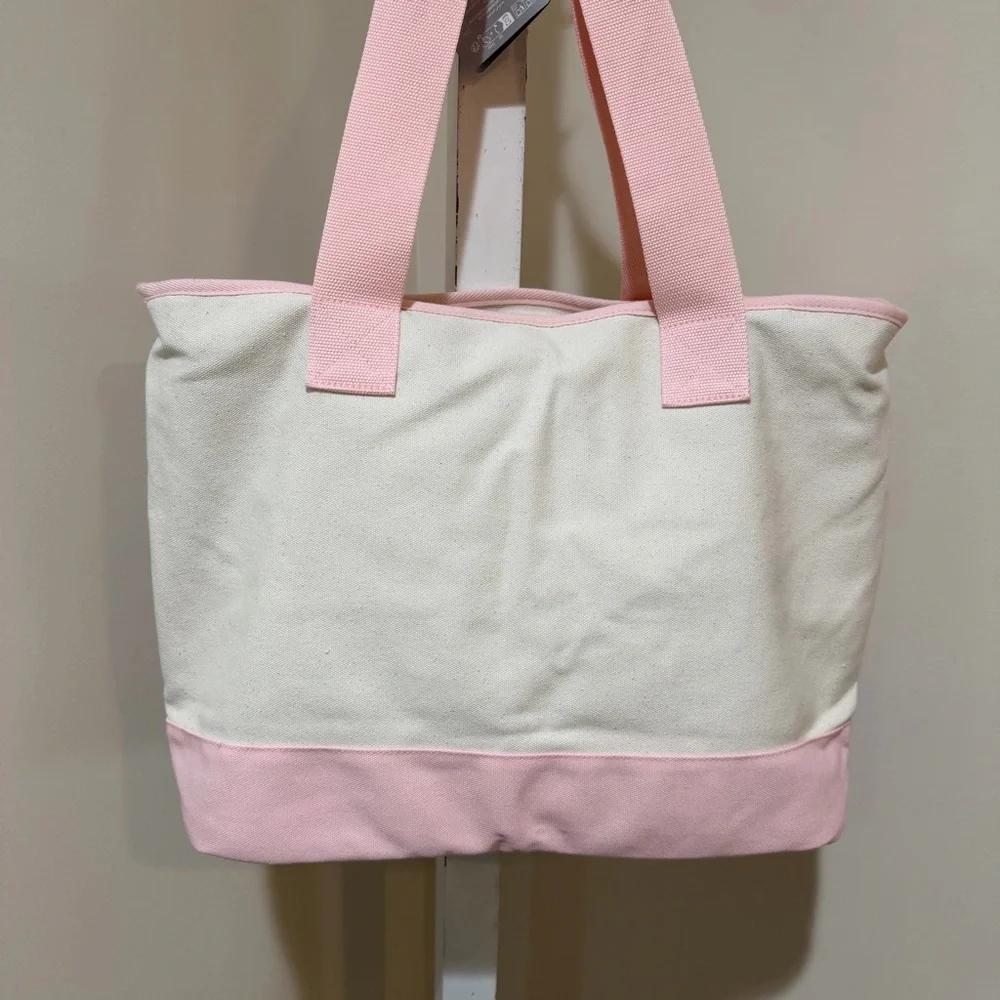 NEW 2026 SPRING “SEASONS OF LOVE” MICKEY & MINNIE LARGE CANVAS ZIP TOTE - Picture 4 of 10